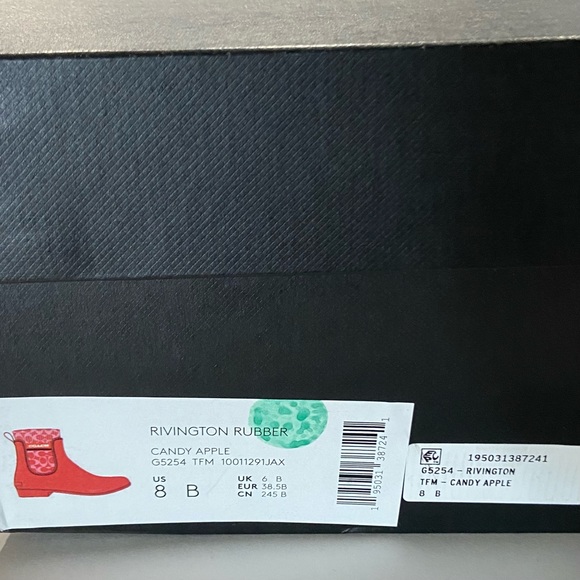 COACH Rivington Rain Boot Bootie Red Candy Apple Rubber NEW Women’s 8 - Picture 10 of 11